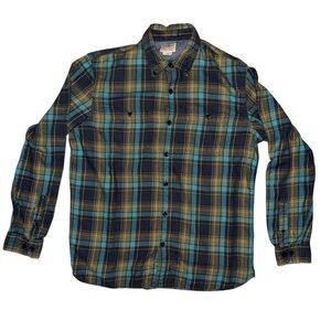 L.L. Bean Men's Blue and Yellow Flannel Shirt